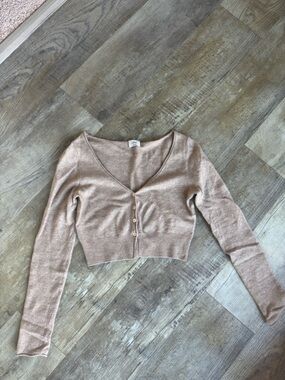Wilfred Cropped Button Front Knit Cardigan - Taupe